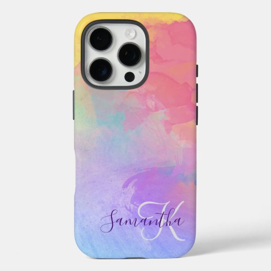 Pastel Waterverf Abstract en monogram Case-Mate iPhone Case (Achterkant)