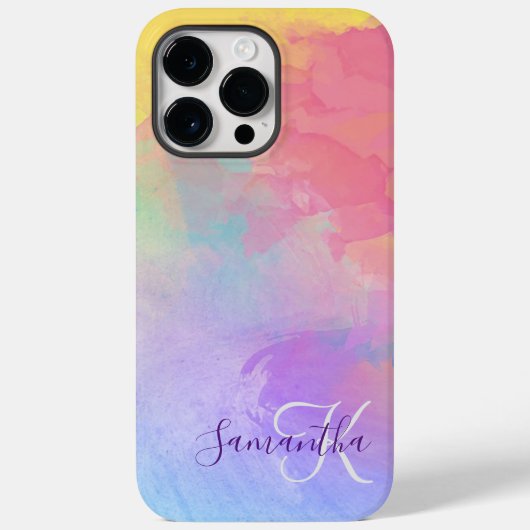 Pastel Waterverf Abstract en monogram Case-Mate iPhone Case (Achterkant)