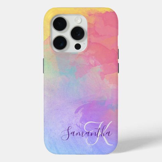 Pastel Waterverf Abstract en monogram Case-Mate iPhone Case (Achterkant)