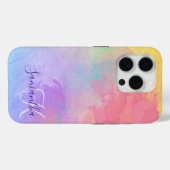 Pastel Waterverf Abstract en monogram Case-Mate iPhone Case (Achterkant (horizontaal))