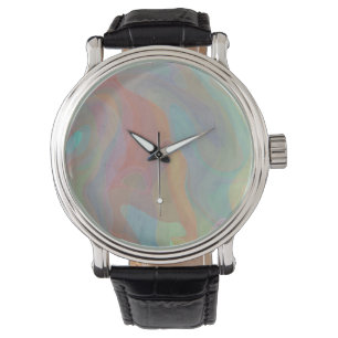 Pastel Waterverf Abstracte Kunst Horloge