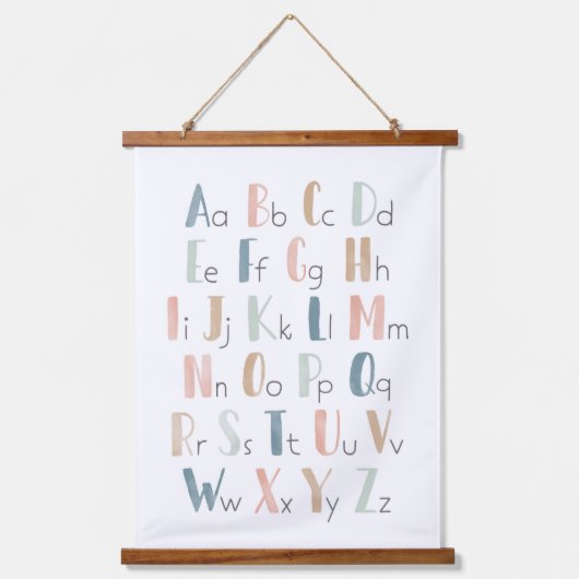 Pastel Waterverf Alphabet ABC Classroom Decor Hangend Wandkleed (Voorkant)