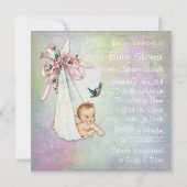 pastel Waterverf Baby shower Kaart (Achterkant)