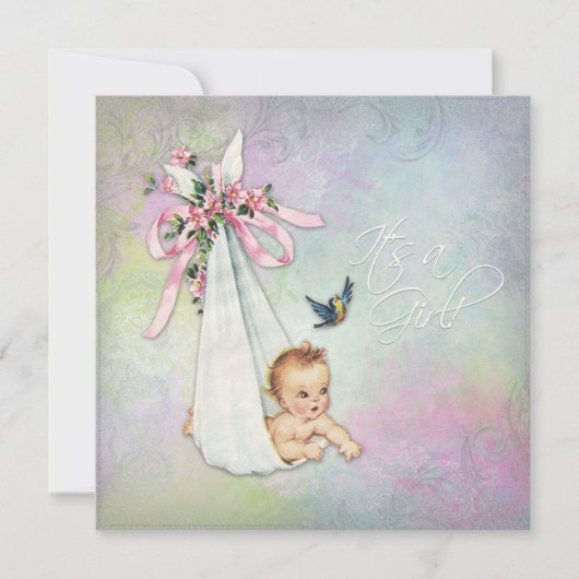 pastel Waterverf Baby shower Kaart (Voorkant)