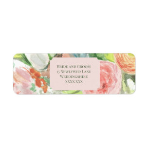 Pastel Waterverf Bloem Wijnfles Etiket