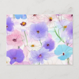 Pastel Waterverf Bloemen Briefkaart