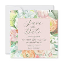 Pastel Waterverf Bloemen Save the Date Kaart