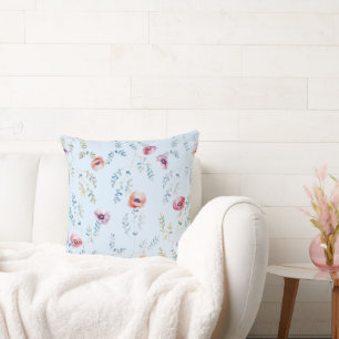 Pastel Waterverf Bloemen Sierkussen