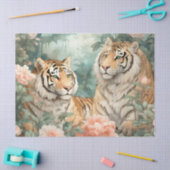 Pastel Waterverf Bloemen Tijger Decoupage Tissuepapier (Craft)