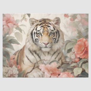 Pastel Waterverf Bloemen Tijger Decoupage Tissuepapier