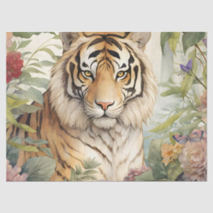 Pastel Waterverf Bloemen Tijger Decoupage Tissuepapier