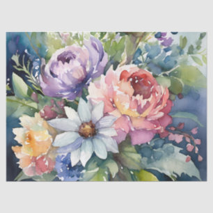 Pastel Waterverf Bloemen Tissuepapier