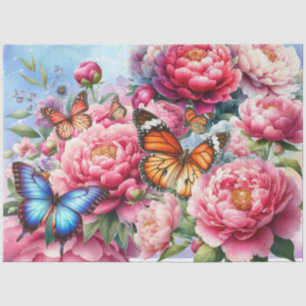 Pastel Waterverf Bloemen & Vlinders Decoupage Tissuepapier