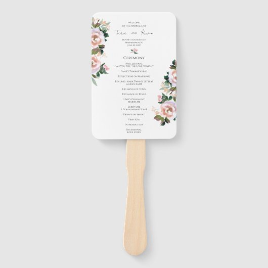 Pastel Waterverf Bloemen Wedding Program Fan Handwaaier (Voorkant)