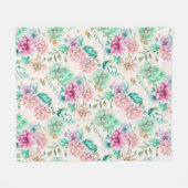 pastel Waterverf bloemig Fleece Deken (Voorkant (Horizontaal))