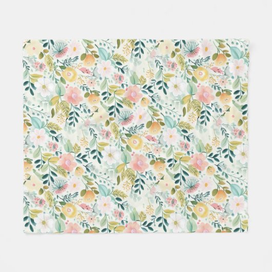  pastel Waterverf bloemig Fleece Deken (Voorkant (Horizontaal))