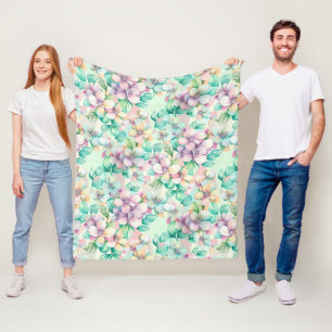 pastel Waterverf bloemig Fleece Deken