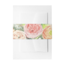 Pastel Waterverf Bloemige Uitnodiging Belly Band