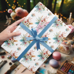 Pastel Waterverf Bloemkruis Pasen Cadeaupapier
