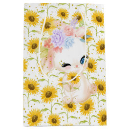 PASTEL WATERVERF BUNNY CUTE MET SUNFLOWERS MEDIUM CADEAUZAKJE