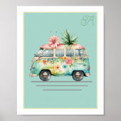 Pastel Waterverf Bus Nursery Poster (Voorkant)