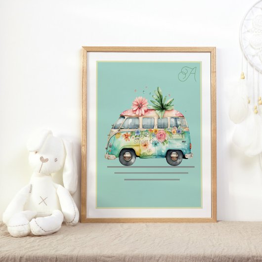 Pastel Waterverf Bus Nursery Poster