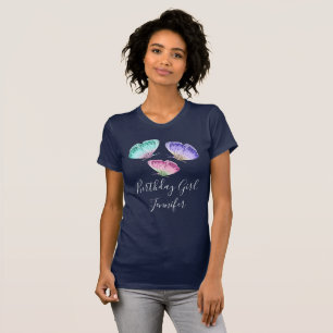 Pastel Waterverf Butterflies Birthday Girl T-shirt
