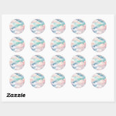 Pastel Waterverf Cloudscape Pattern Ronde Sticker (Vel)