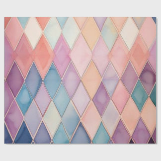 Pastel Waterverf Diamant Harlekijn Inpakpapier