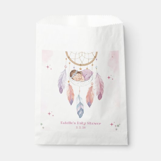 Pastel waterverf Dreamcatcher baby shower Bedankzakje (Voorkant)