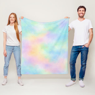 Pastel Waterverf Droom – Zachte Regenboog Gradiënt Fleece Deken