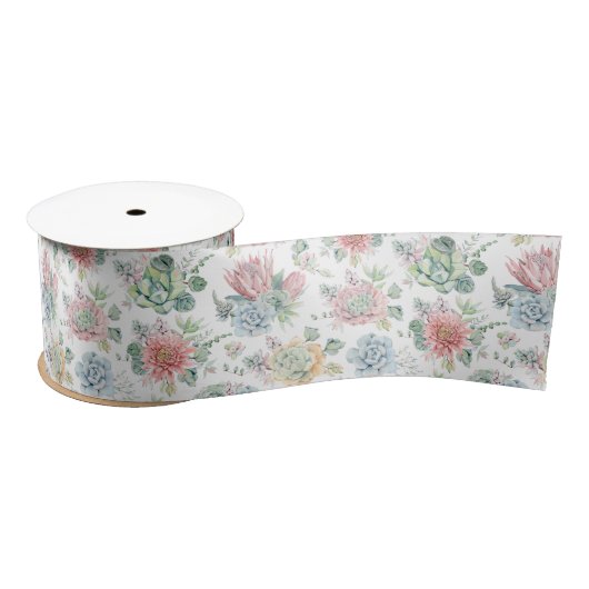 Pastel Waterverf Echievera Succulents Pattern Lint (Spoel)