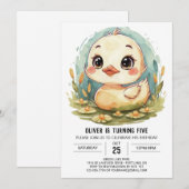 Pastel Waterverf eend Verjaardag Kaart (Voorkant / Achterkant)