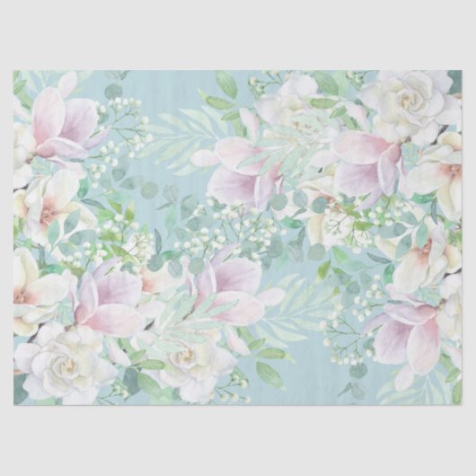 pastel Waterverf Ephemera Bloemen Decoupage Tissuepapier (Voorkant)