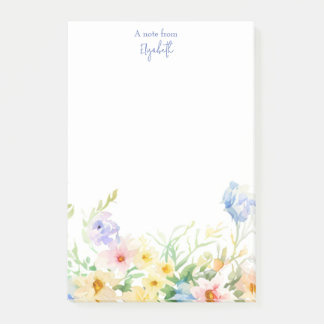 Pastel waterverf floraal gepersonaliseerd post-it® notes