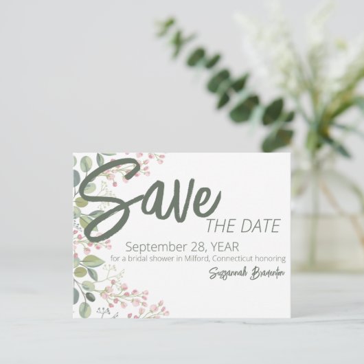 Pastel Waterverf Floral Border Vrijgezellenfeest A Aankondigingskaart (Staand voorkant)