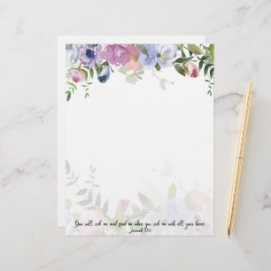 Pastel waterverf floral Jeremiah 29:13 scriptie