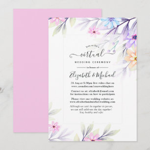Pastel Waterverf Floral online virtueel huwelijk Kaart