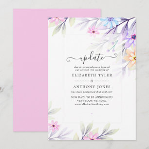 Pastel Waterverf Floral Wedding Update Kaart