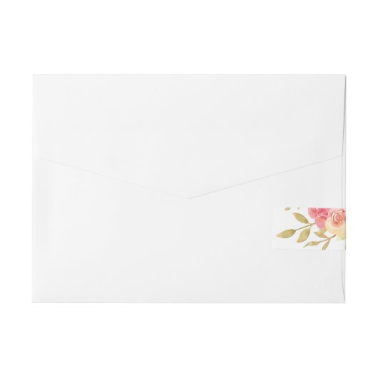 Pastel Waterverf Florals Adreslabel Wikkel (Achterkant)