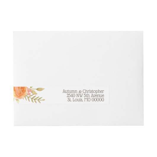 Pastel Waterverf Florals Adreslabel Wikkel (Voorkant)