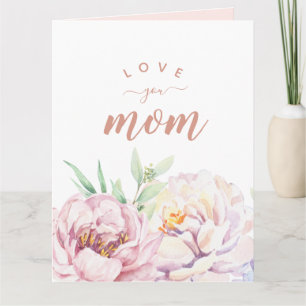 Pastel Waterverf Florals houdt van je mama minimal Kaart