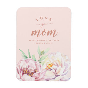 Pastel Waterverf Florals houdt van je mama minimal Magneet