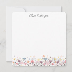 Pastel Waterverf Flowers Aangepast Notitiekaartje