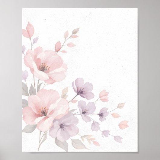 Pastel Waterverf Flowers Poster (Voorkant)