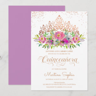 Pastel Waterverf Flowers Quinceanera Kaart