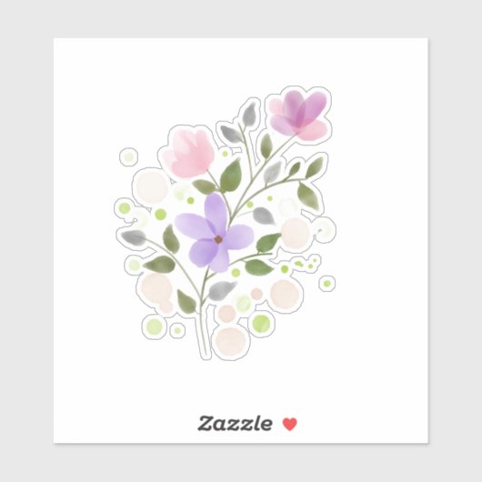 Pastel Waterverf Flowers Sticker (Vel)