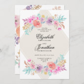 Pastel Waterverf Flowers Weddenschap Kaart (Voorkant / Achterkant)