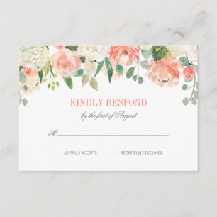 Pastel Waterverf Flowers Wedding RSVP Kaartje