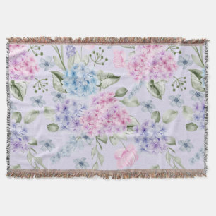 Pastel Waterverf gemengd Kleur Hydrangea Flowers Deken